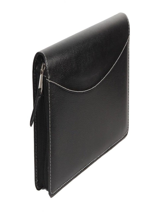 Sukeshcraft Cheque Book Holder for 8 Cheque Books | Multi-Pocket Rexine Organizer I Locker Key Holder | Handy 6.25 × 10.80 × 1.80 inch. Size (Rexine - Black) - Image 1